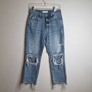 Vervet Distressed Straight Leg Jeans in Blue